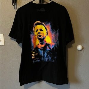 Halloween Michael Myers Black Graphic Tee with Bold Design